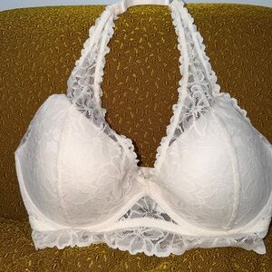 🤍 Victoria’s Secret PINK Lace Halter Bra – 32DD (NWT)